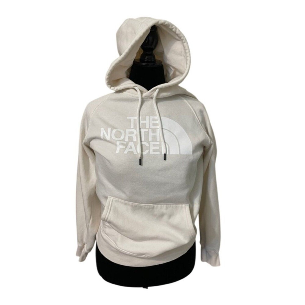 The North Face Half Dome Hoodie Women's M Cream Ivory Logo Pullover Sweatshirt